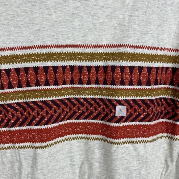 Loft Outlet T Shirt Size Small Gray Striped Long Sleeve Knit Top Crew Neck - Picture 3 of 9